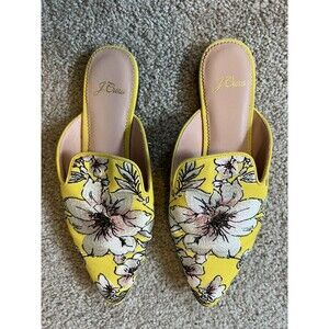 J. Crew Embroidered Ingalls Yellow Floral Marina Mules 7.5 $178